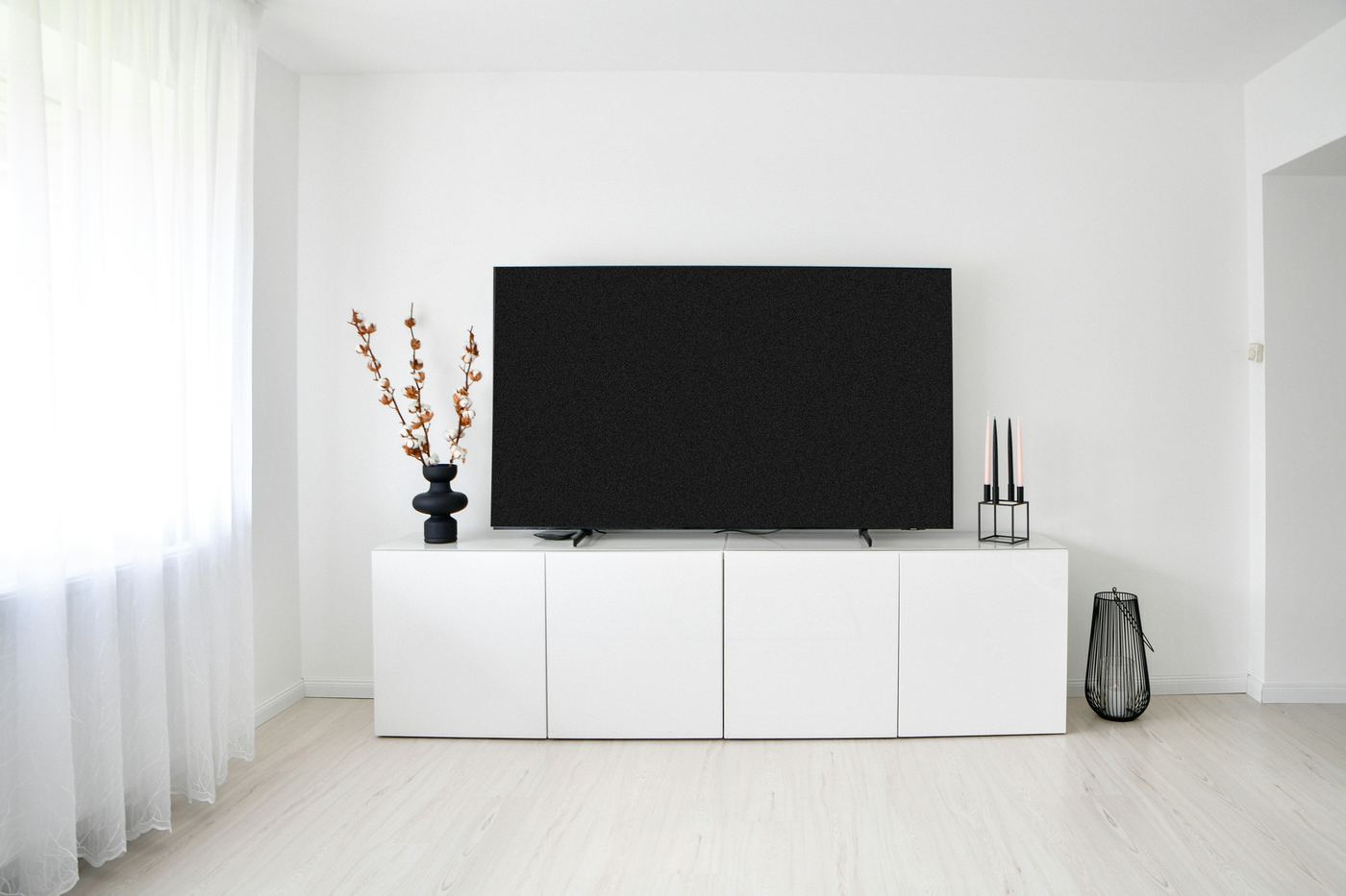 Media console with minimalist styling
