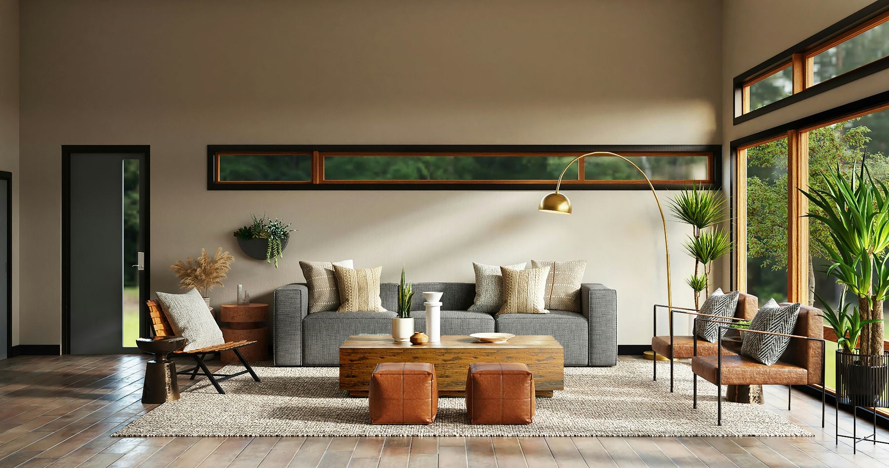 Living room with sectional sofa and gallery wall
